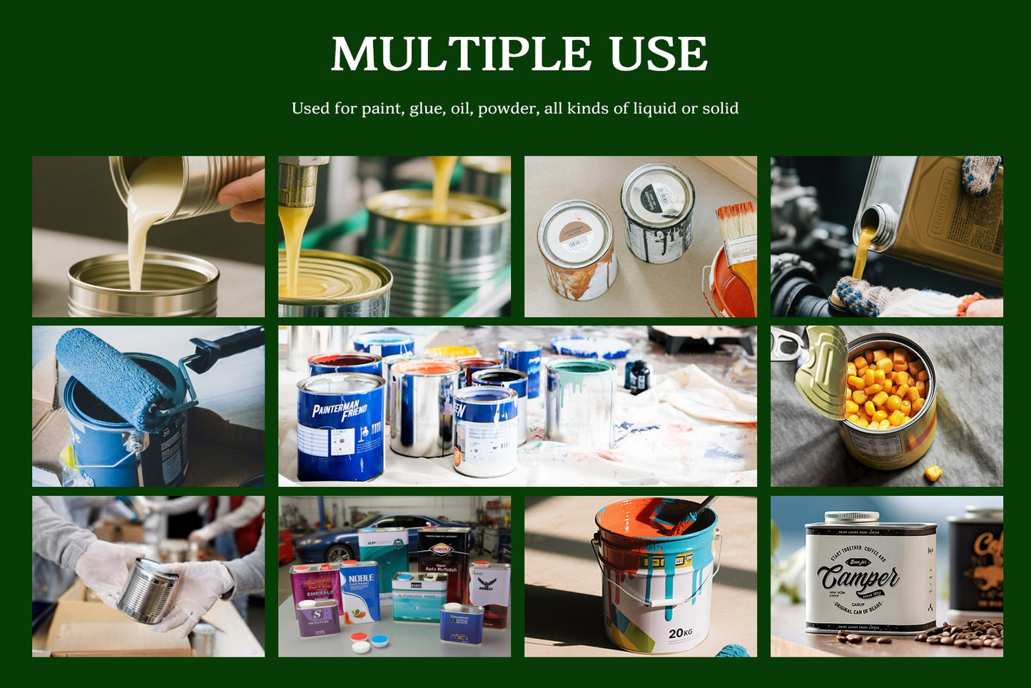 18L Leak-Proof Metal Paint Bucket - 300x330mm Empty Drum for Oil-Based Paint & Solvents