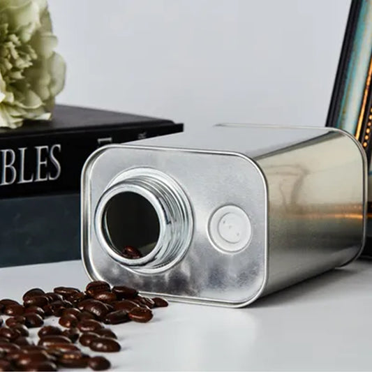 Airtight 16oz Metal Coffee Canister with Valve - Locking Lid Tinplate Container for Coffee Beans Tea Storage, 0.5L (116x60x93mm) Bulk Kitchen Pantry Organization