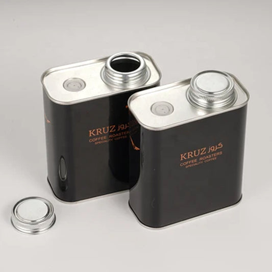 1L Coffee Tin with One-Way Degassing Valve - Food Grade Tinplate Airtight Container for Whole Bean Coffee Storage, Commercial & Home Use (116x60x183mm) Bulk Pack